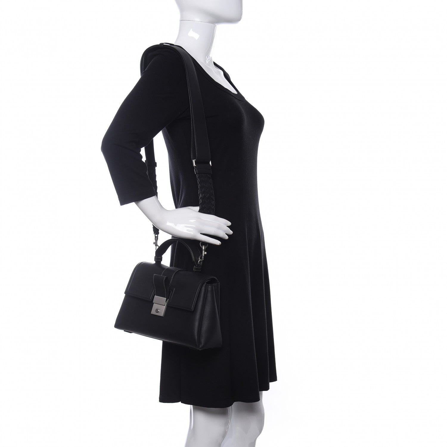 Bottega Veneta Nappa Small Piazza Bag Black 2 of 10