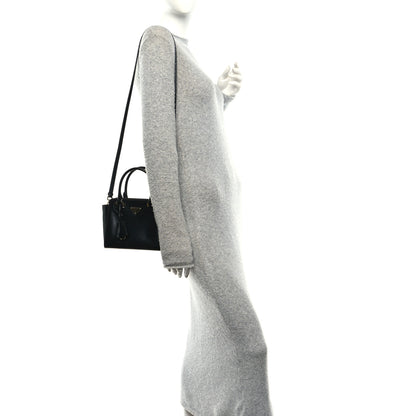 Prada Brushed Calfskin Mini Zippered Crossbody Tote Black 2 of 10