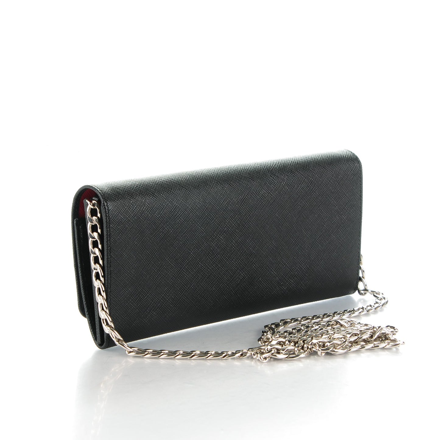 Saffiano Bi-Color Wallet On Chain Nero Black Fuoco
