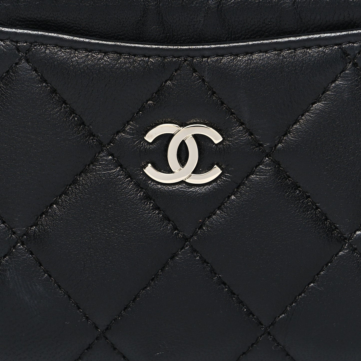 Lambskin Quilted Card Holder Black