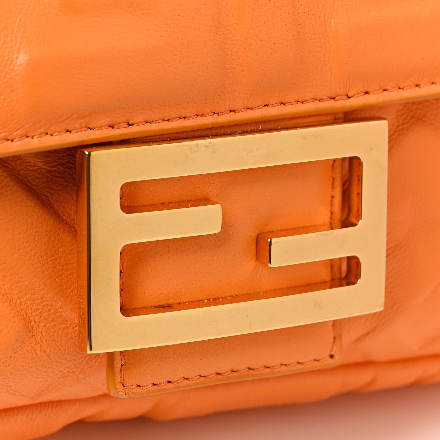 Fendi Nappa FF 1974 Embossed Baguette Clementine 13 of 13
