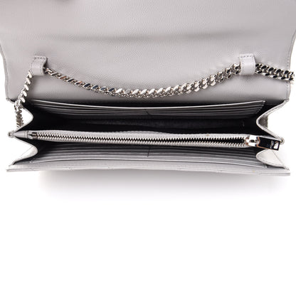 Saint Laurent Grain De Poudre Matelasse Chevron Monogram Chain Wallet Souris 4 of 10