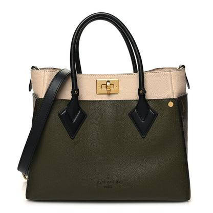 Louis Vuitton Calfskin Monogram On My Side MM Laurier Green Toffee Latte Beige 1 of 10