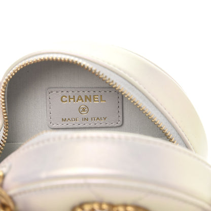 Chanel Iridescent Calfskin Quilted 19 Round Clutch With Chain White 6 of 10