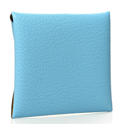 Hermes Chevre Mysore Bastia Verso Coin Purse Celeste Kraft 3 of 7