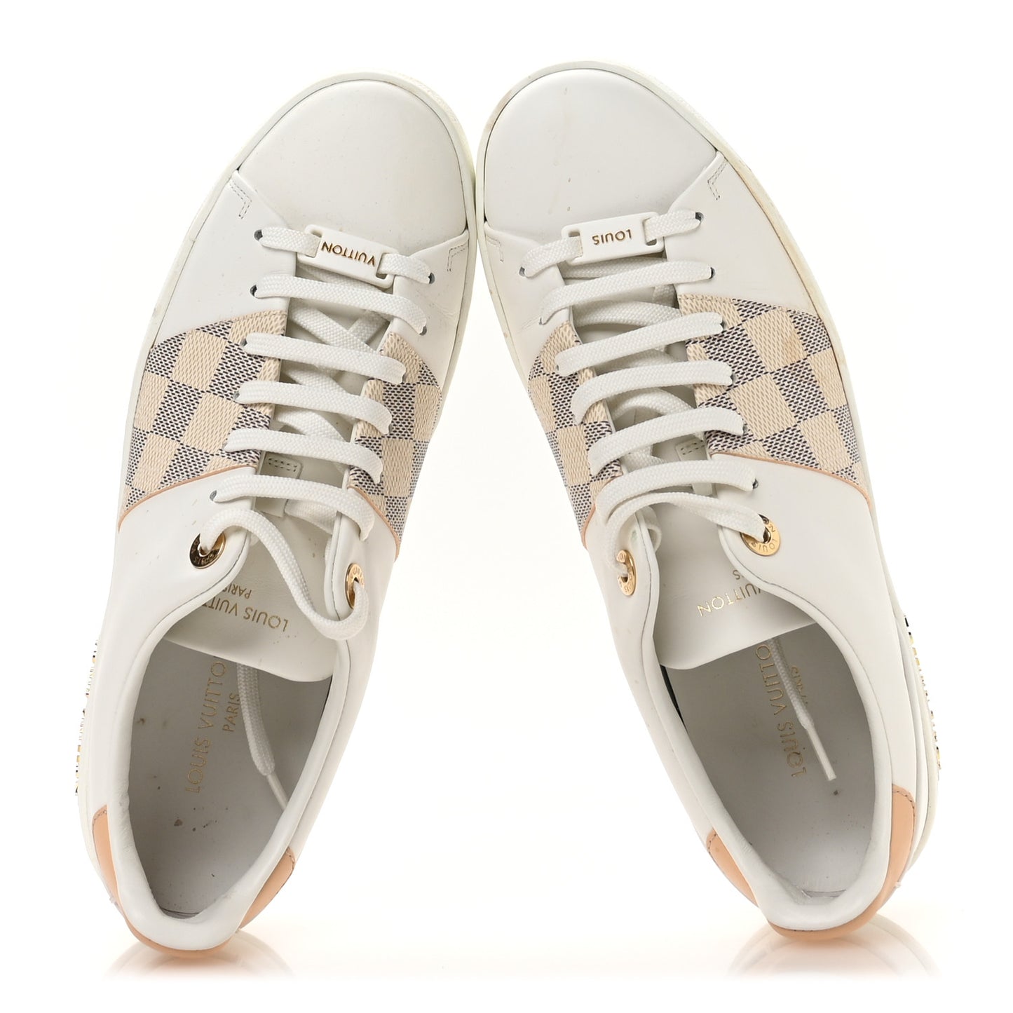 Damier Azur Front Row Sneaker 37.5 White