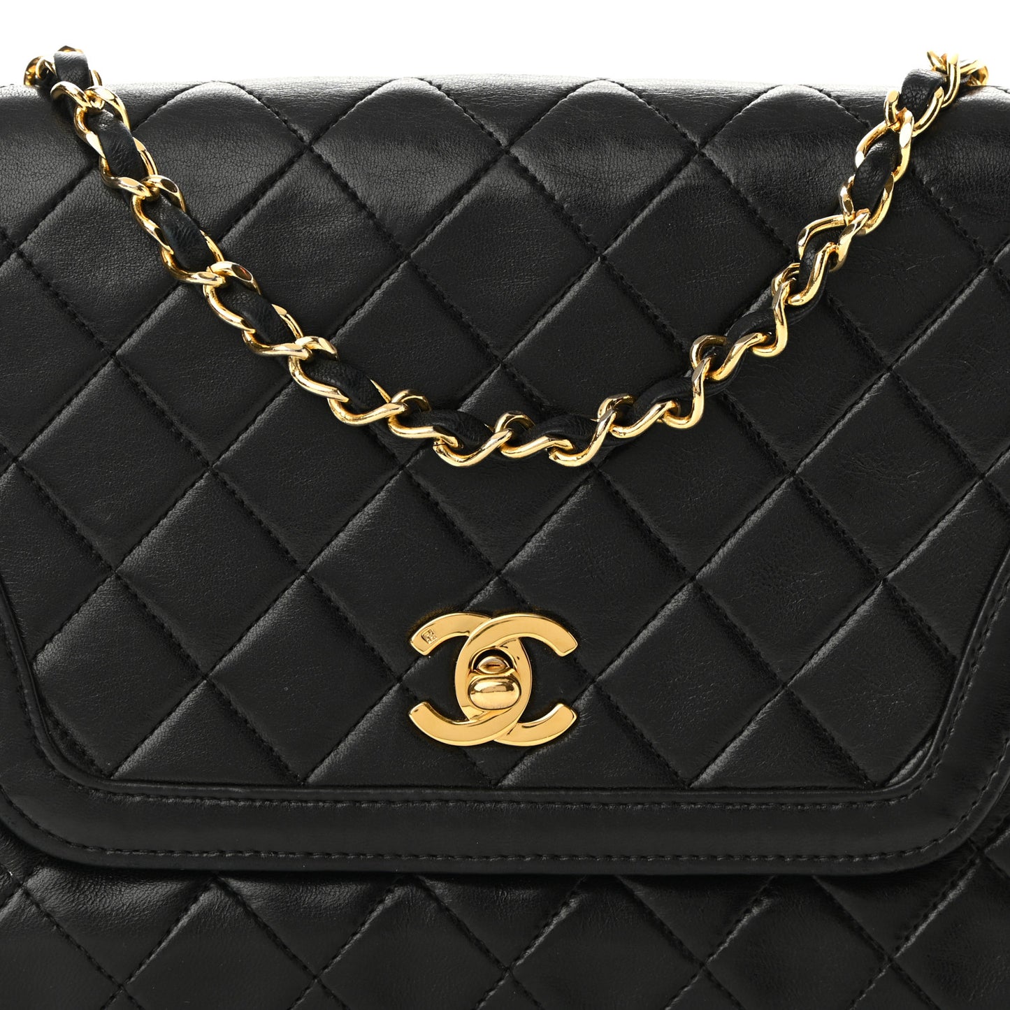 Lambskin Quilted Single Flap Black