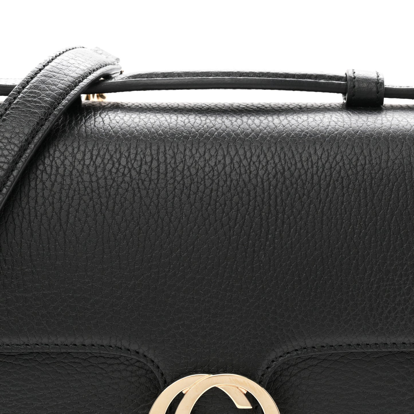 Dollar Calfskin Interlocking G Top Handle Shoulder Bag Black