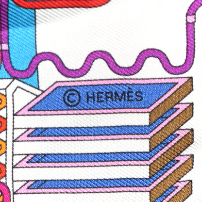 Hermes Silk La Maizeon des Carres Twilly White Rose Bleu 3 of 4