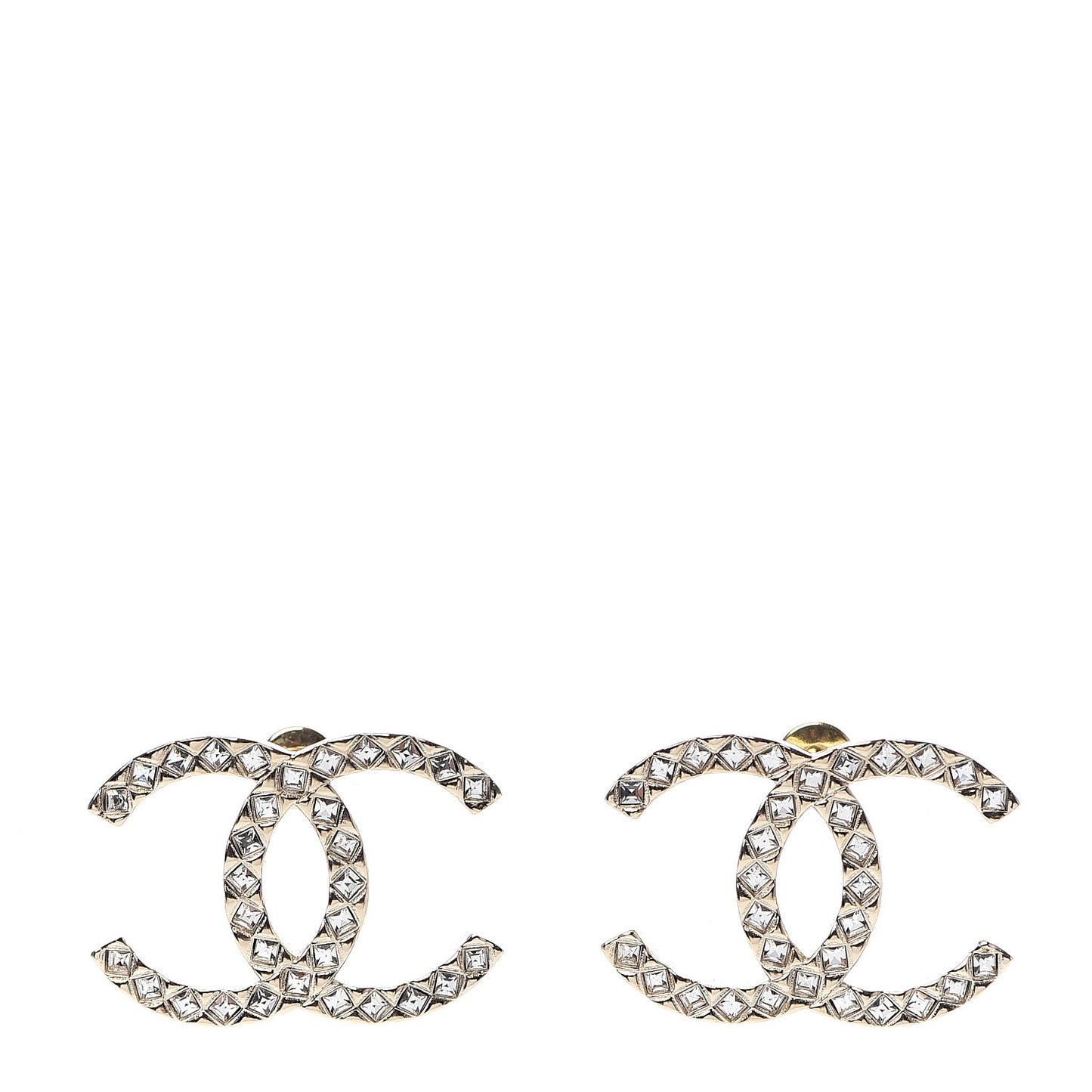 Crystal CC Large Stud Earrings Gold