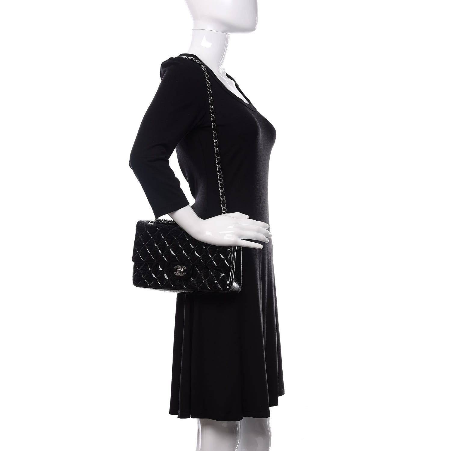 Chanel Patent Quilted Medium Double Flap Black 2 of 13