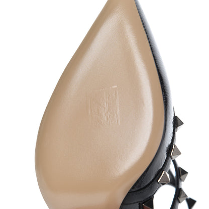 Valentino Garavani Crinkled Patent Rockstud Ankle Strap 100mm Pumps 37.5 Black 9 of 11
