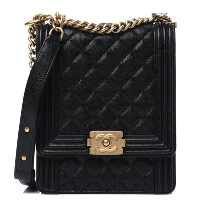 Chanel Caviar Quilted North South Boy Flap Black 1 of 12