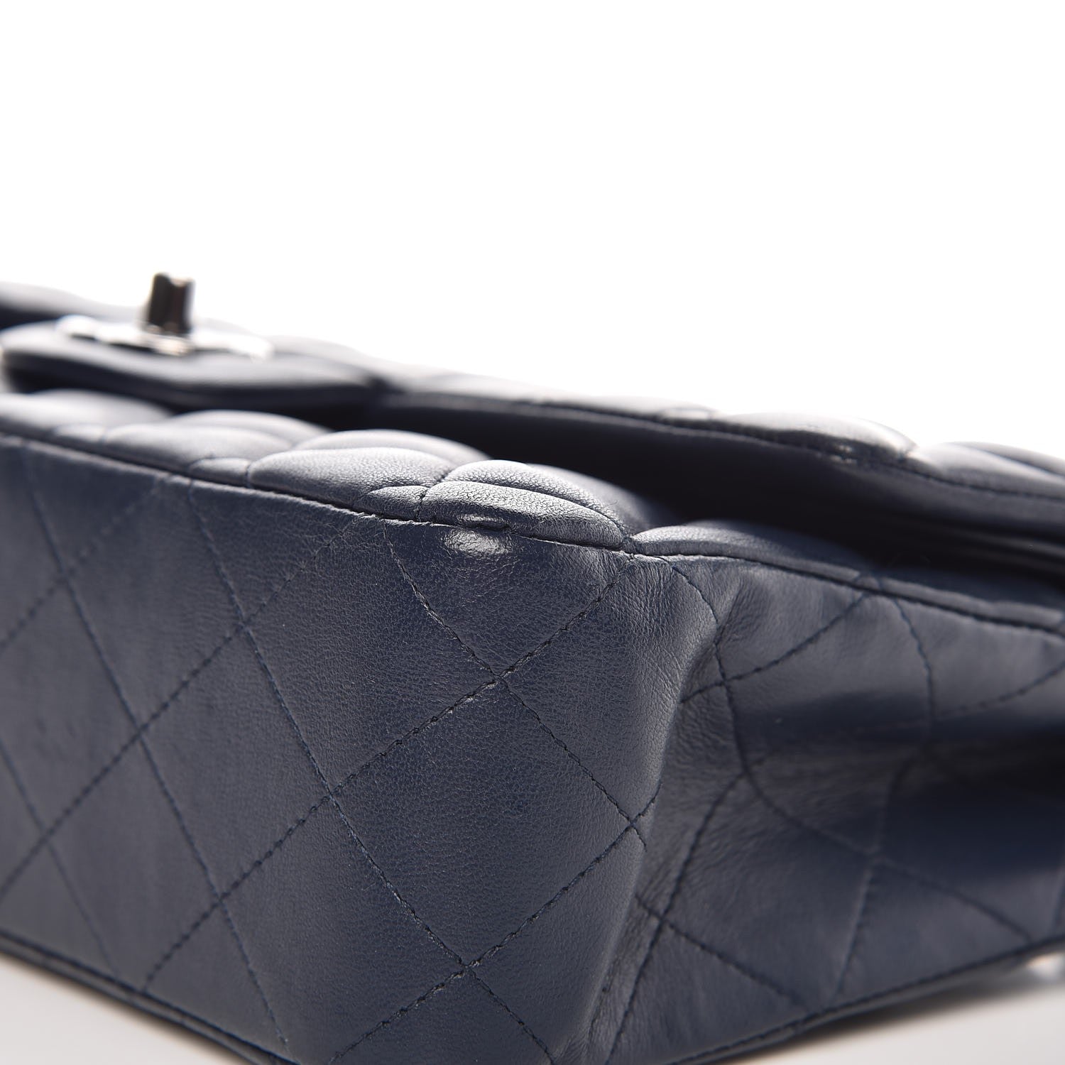 Chanel Lambskin Quilted Medium Double Flap Dark Blue 11 of 11