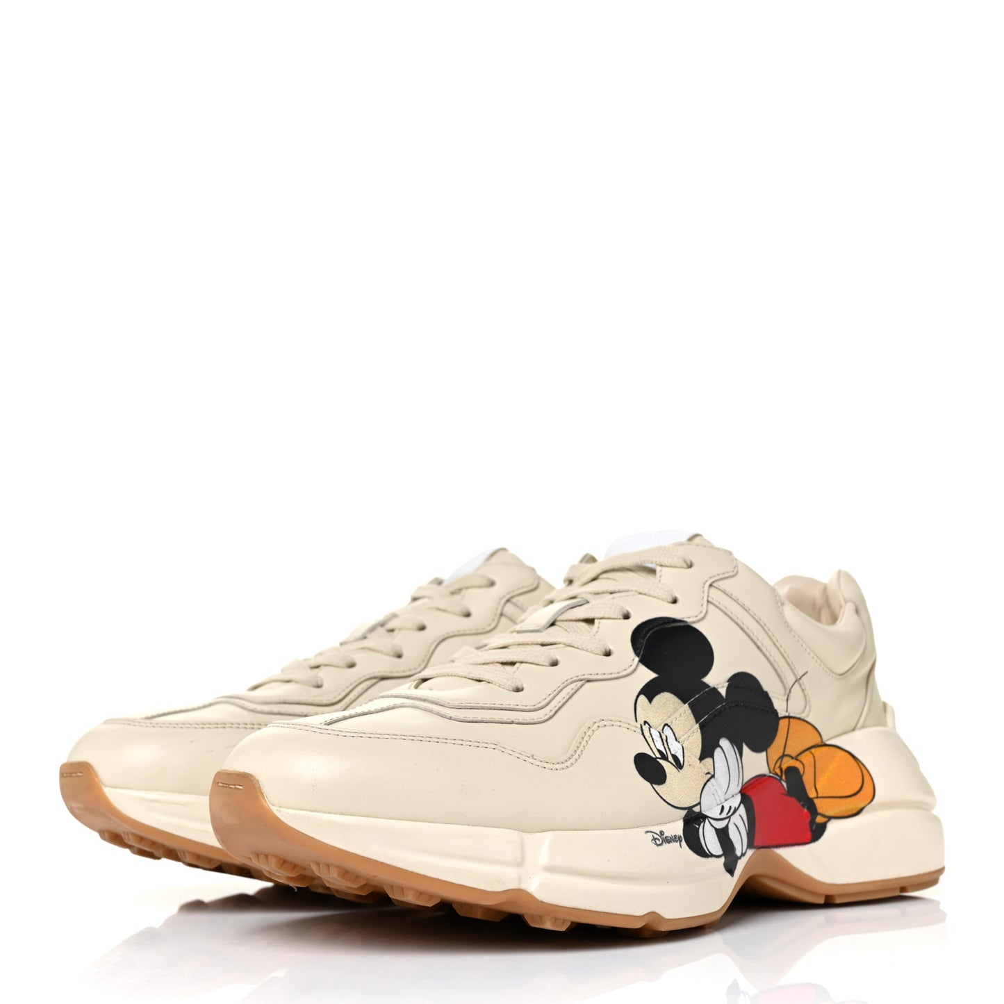 X DISNEY Calfskin Mickey Mouse Womens Rhyton Sneakers 40 Ivory