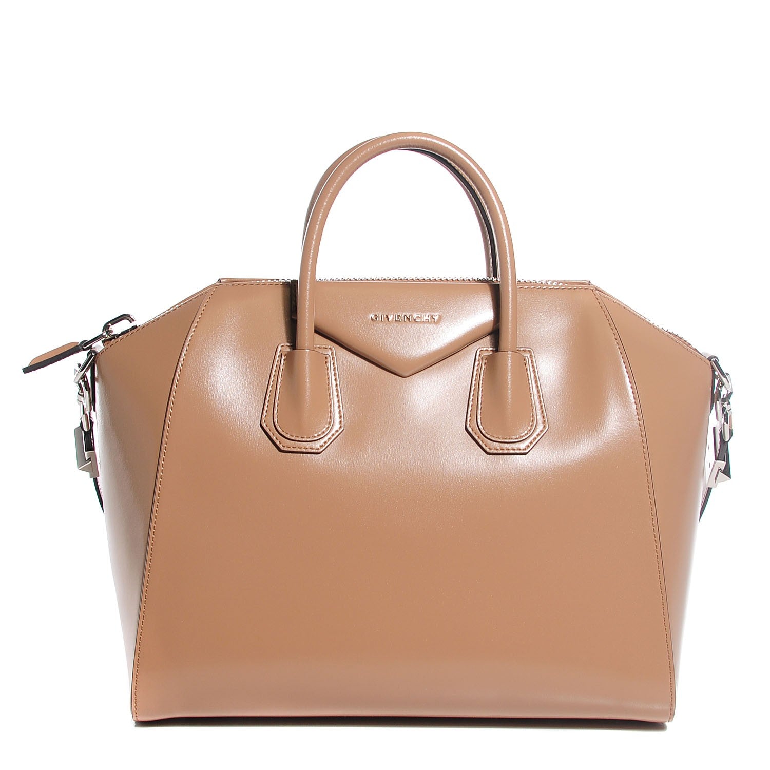 Givenchy Shiny Lord Calfskin Medium Antigona Dark Beige 1 of 7