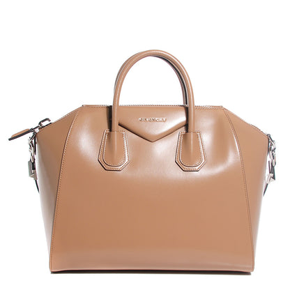 Givenchy Shiny Lord Calfskin Medium Antigona Dark Beige 1 of 7