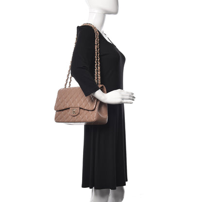 Chanel Lambskin Quilted Jumbo Double Flap Dark Beige 2 of 12