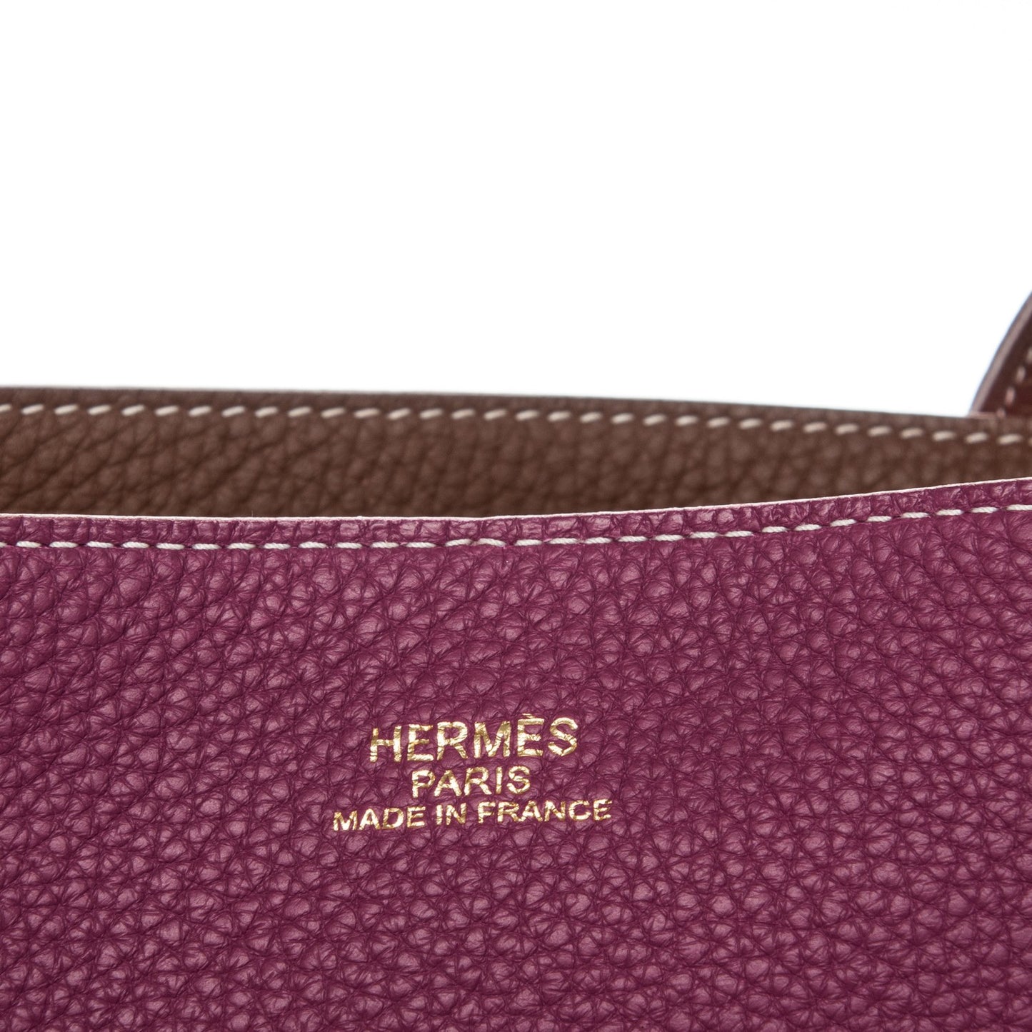 Taurillon Clemence Double Sens 45 Reversible Tote Marron Tosca