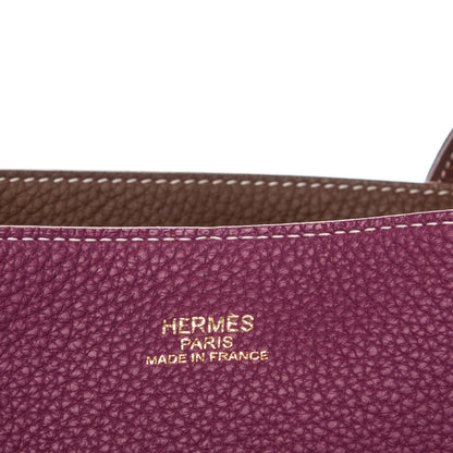 Hermes Taurillon Clemence Double Sens 45 Reversible Tote Marron Tosca 5 of 7