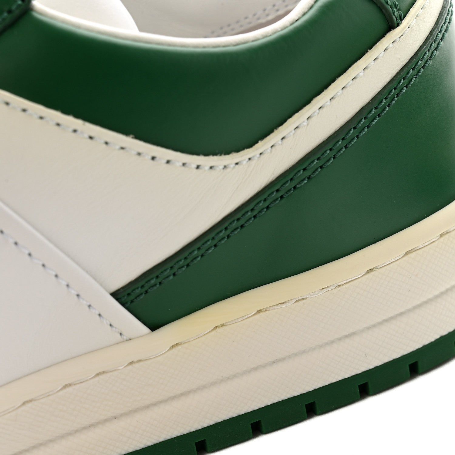 Prada Vitello Sport Spazzolato Rois Triangle Logo Womens Downtown Low Top 30mm Sneakers 38 White Green 10 of 11