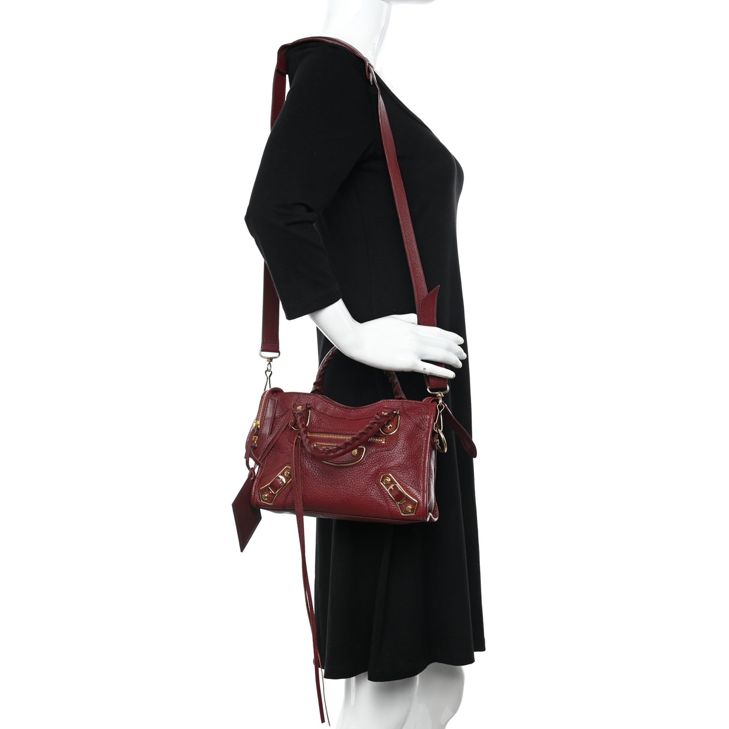 Chevre Gold Metallic Edge Hardware Mini City Rouge Brique Rouge Grenade
