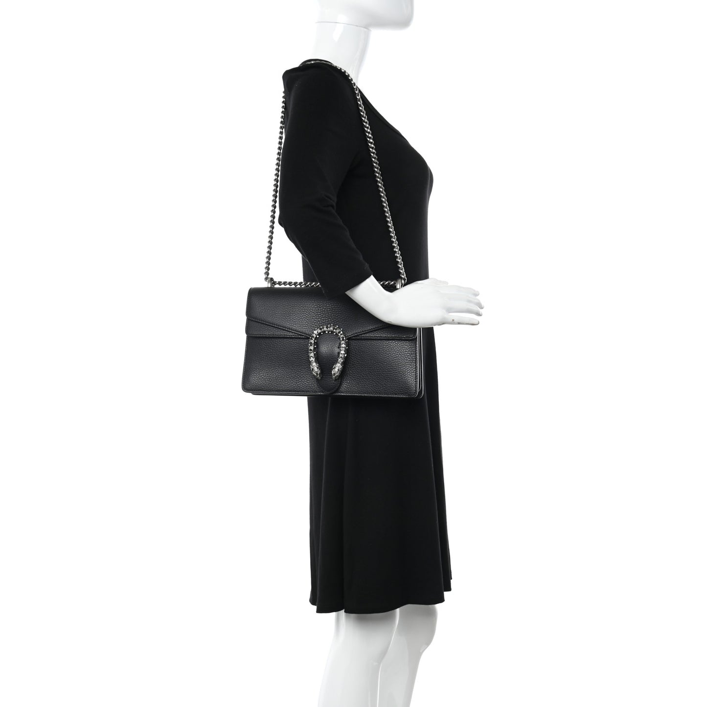 Pebbled Calfskin Small Dionysus Shoulder Bag Black