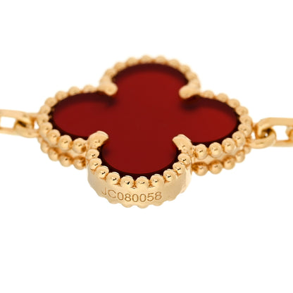 Van Cleef & Arpels 18K Yellow Gold Carnelian 5 Motifs Vintage Alhambra Bracelet 3 of 5