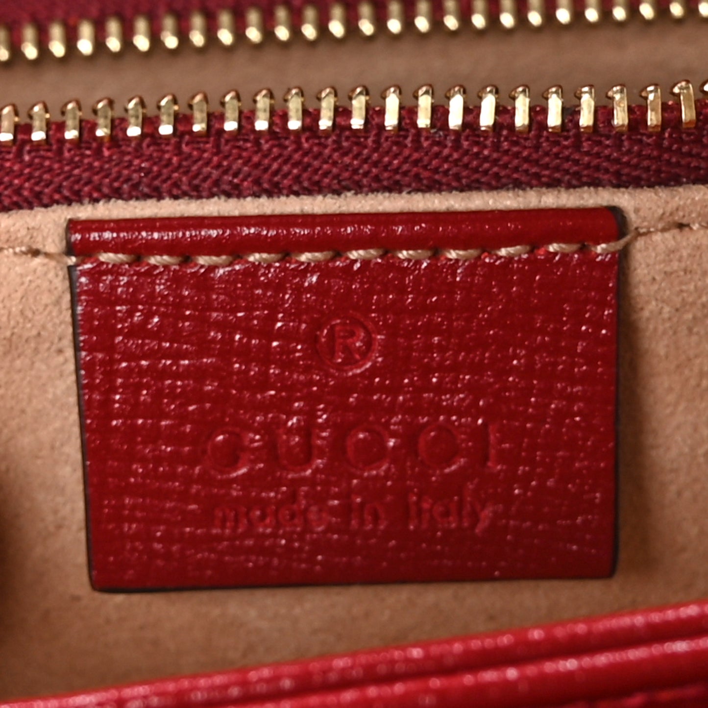 GG Supreme Monogram Azalea Calfskin Horsebit 1955 Shoulder Bag Beige Ebony New Cherry Red