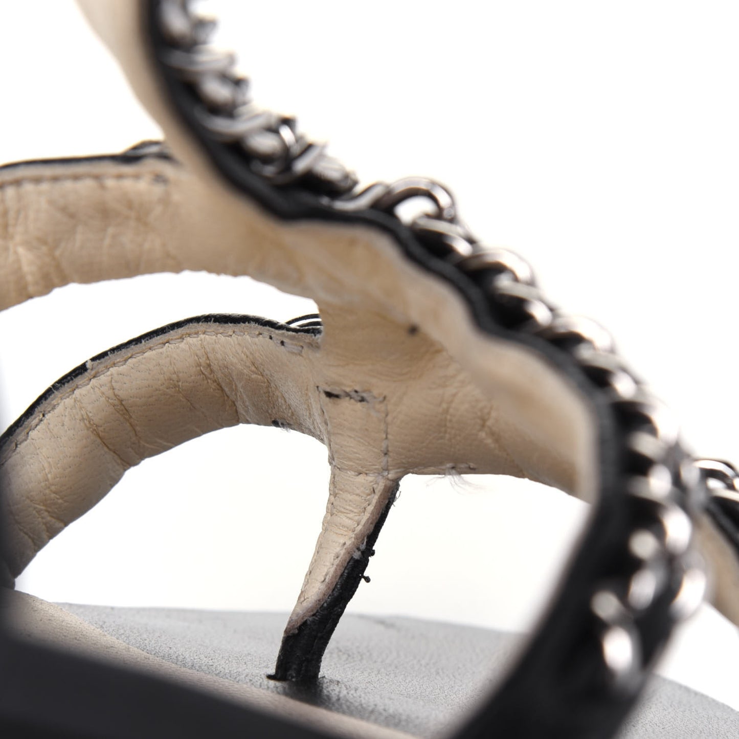 Lambskin CC Chain Sandals 36 Black