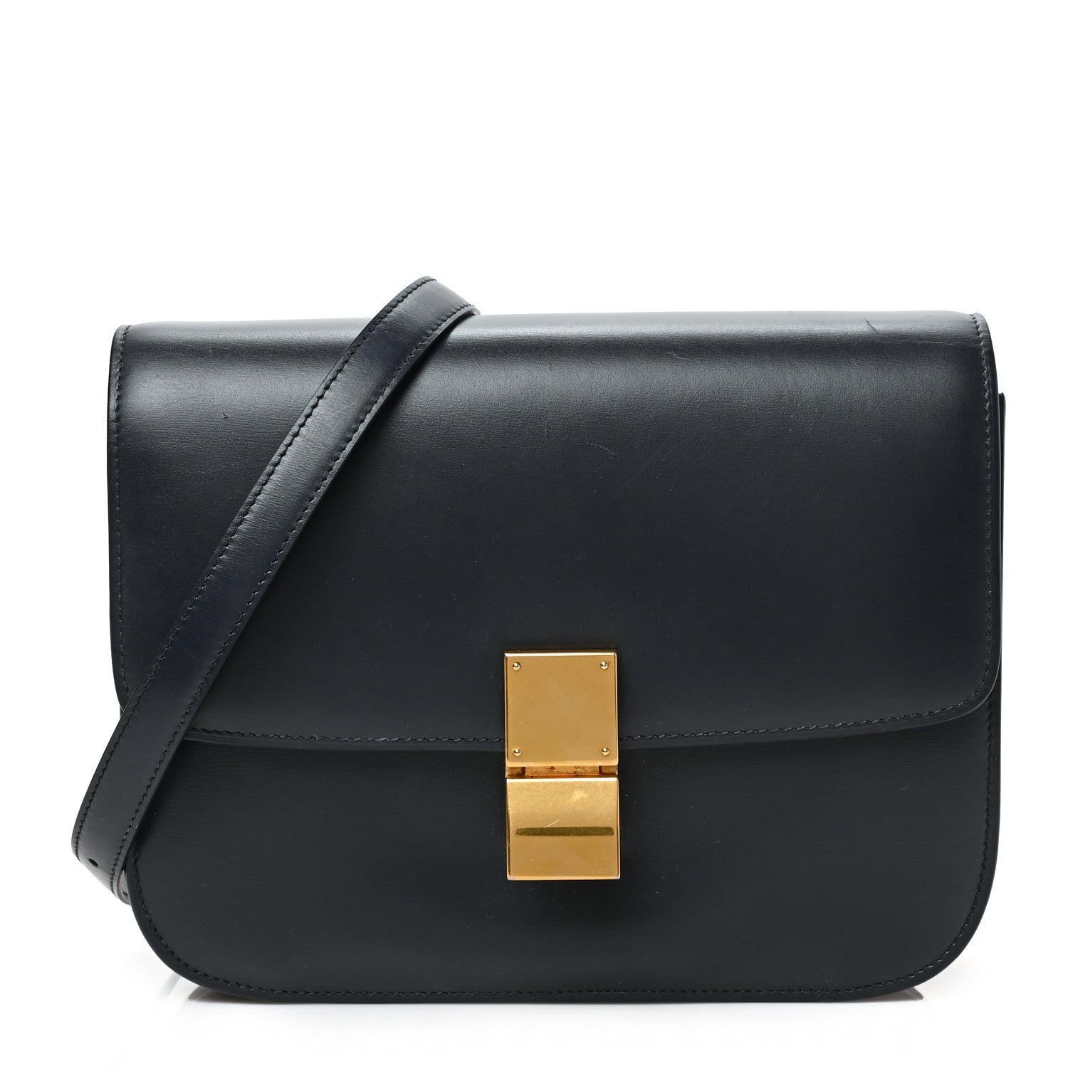 Celine Box Calfskin Medium Classic Box Flap Bag Navy 1318699 – FASHIONPHILE