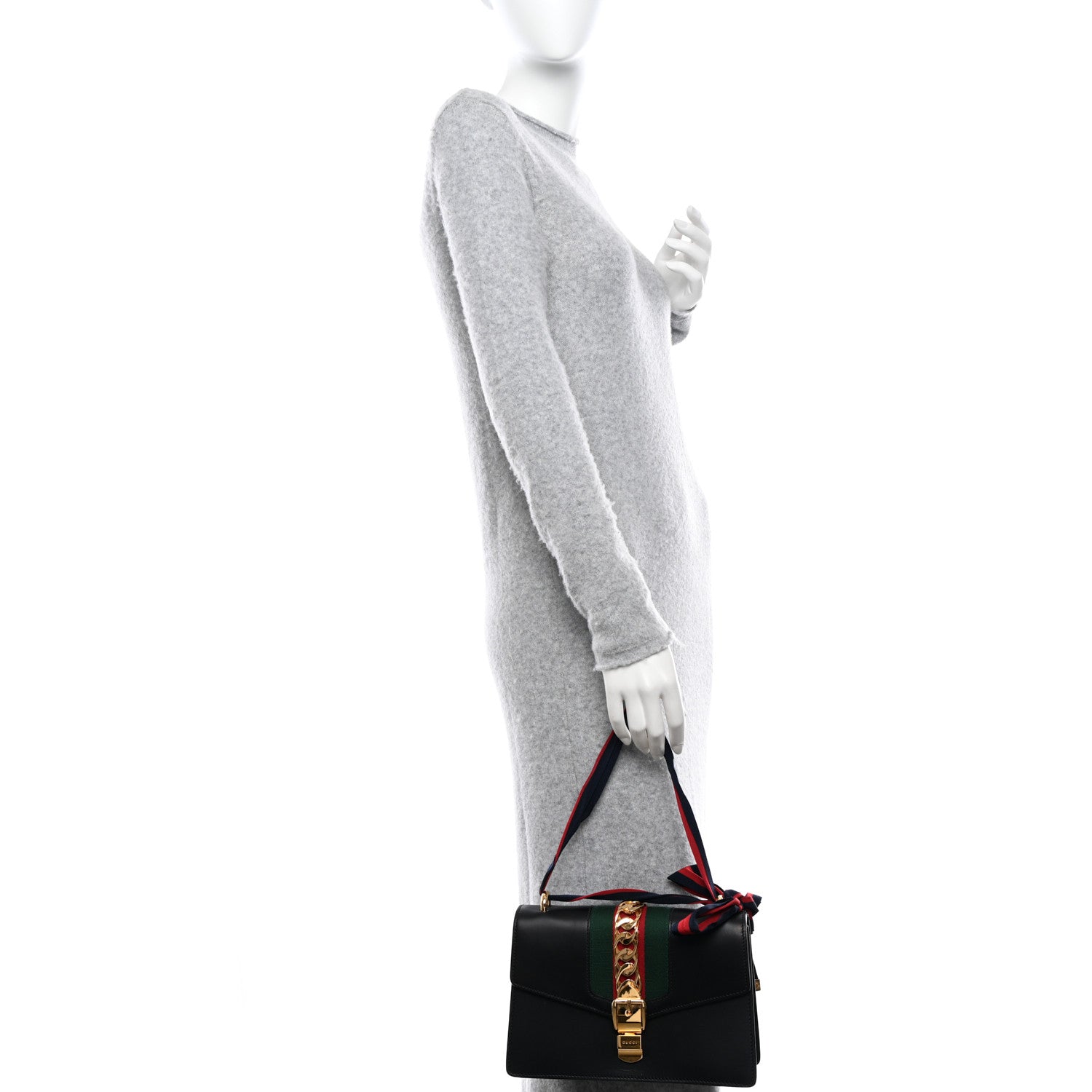 Gucci Calfskin Small Sylvie Shoulder Bag Black 2 of 12