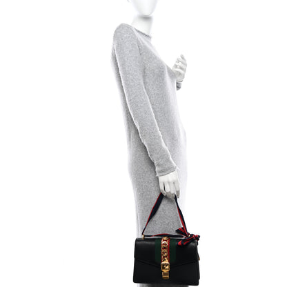 Gucci Calfskin Small Sylvie Shoulder Bag Black 2 of 12