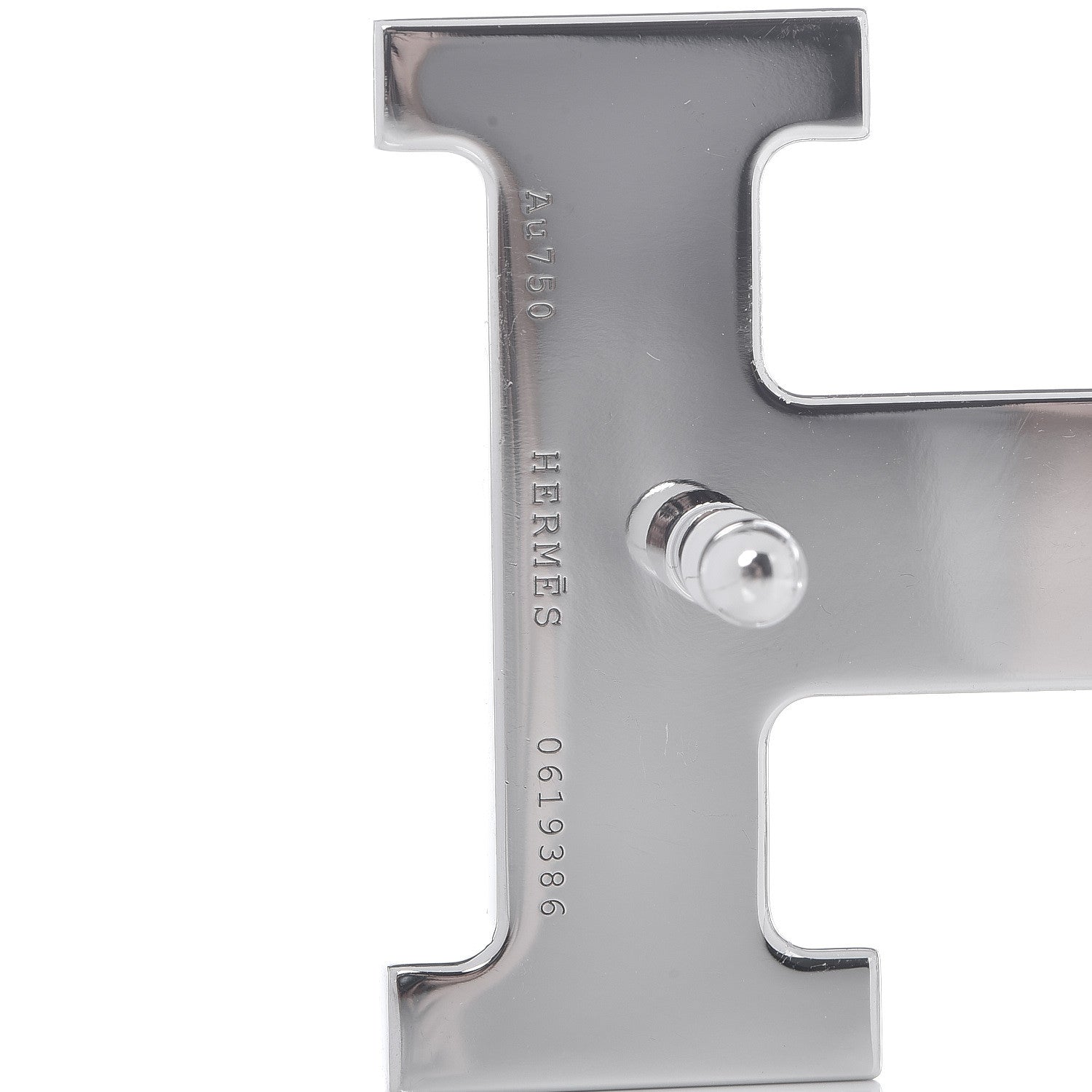 Hermes 18K White Gold Diamond 38mm H Belt Buckle 3 of 4