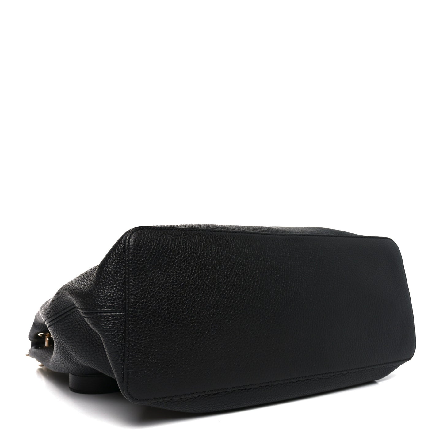 Pebbled Calfskin Large Soho Hobo Black