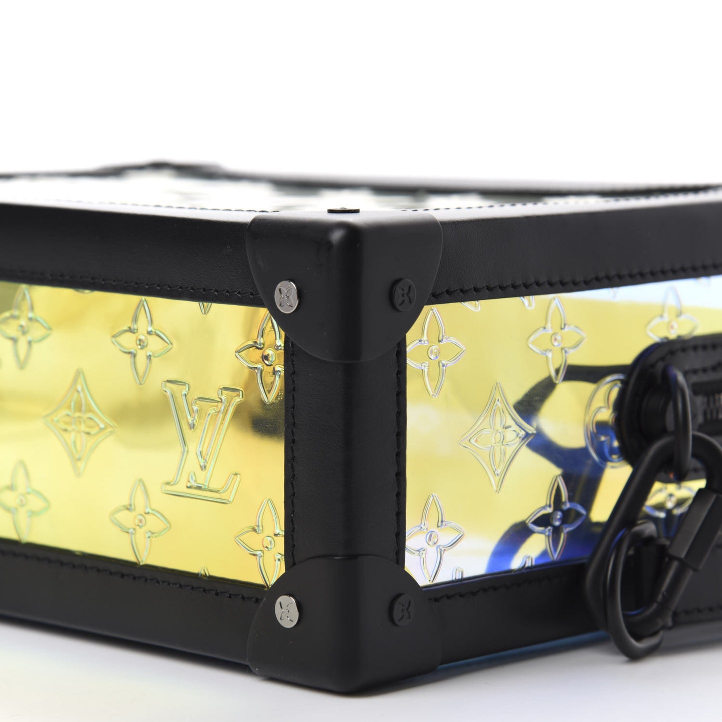 Calfskin PVC Monogram Solar Ray Soft Trunk Iridescent Prism Black