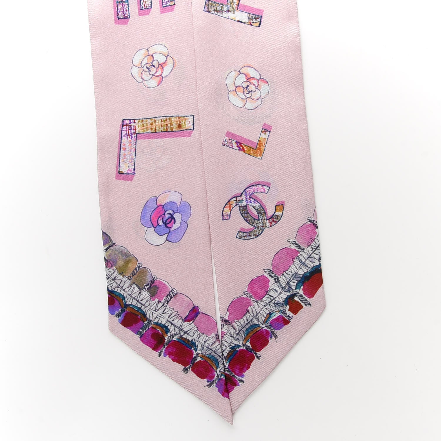 Chanel Silk Twill Slim Bandeau Scarf Pink 2 of 3