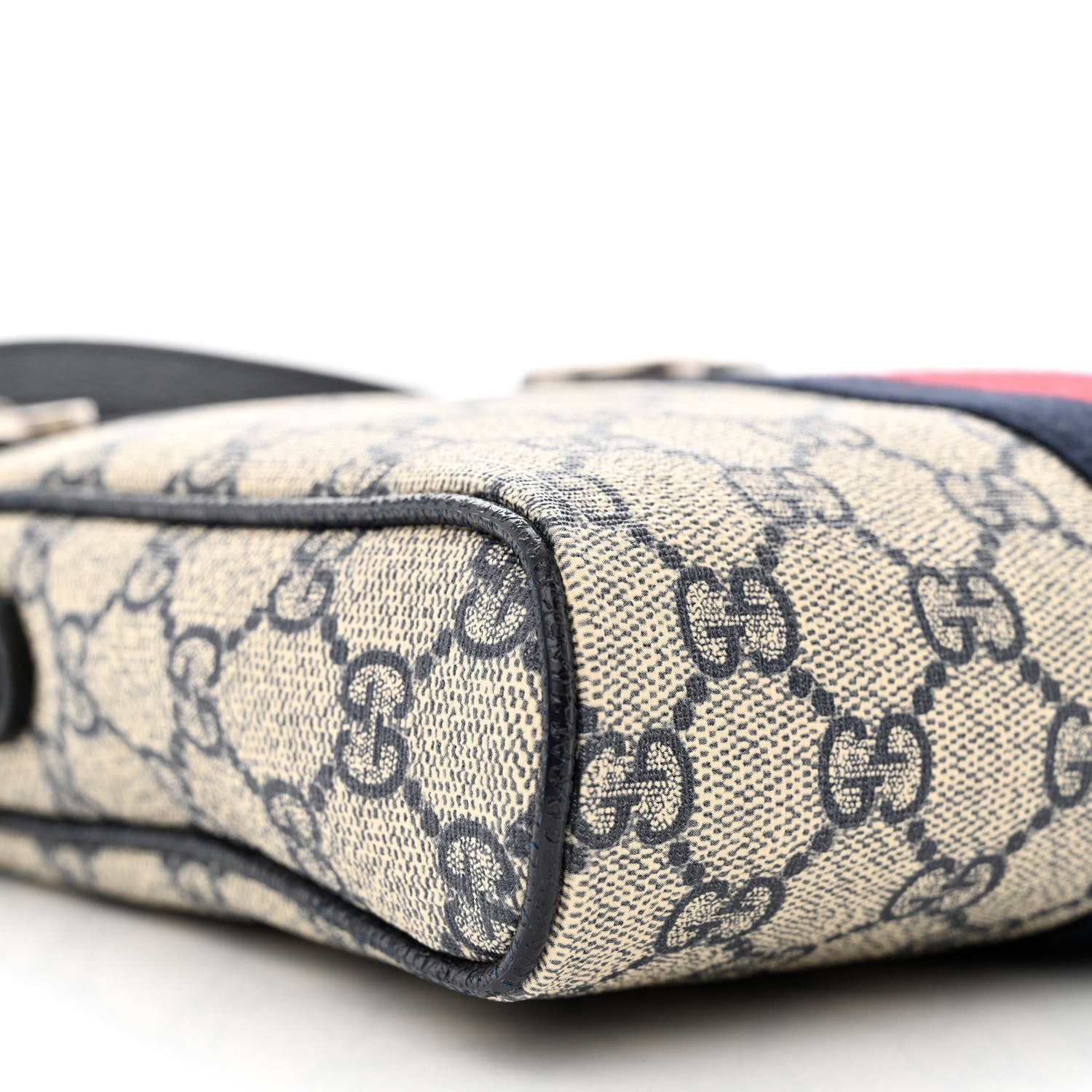 Gucci GG Supreme Monogram Textured Dollar Calfskin Web Small Ophidia Messenger Bag Beige Blue 9 of 10