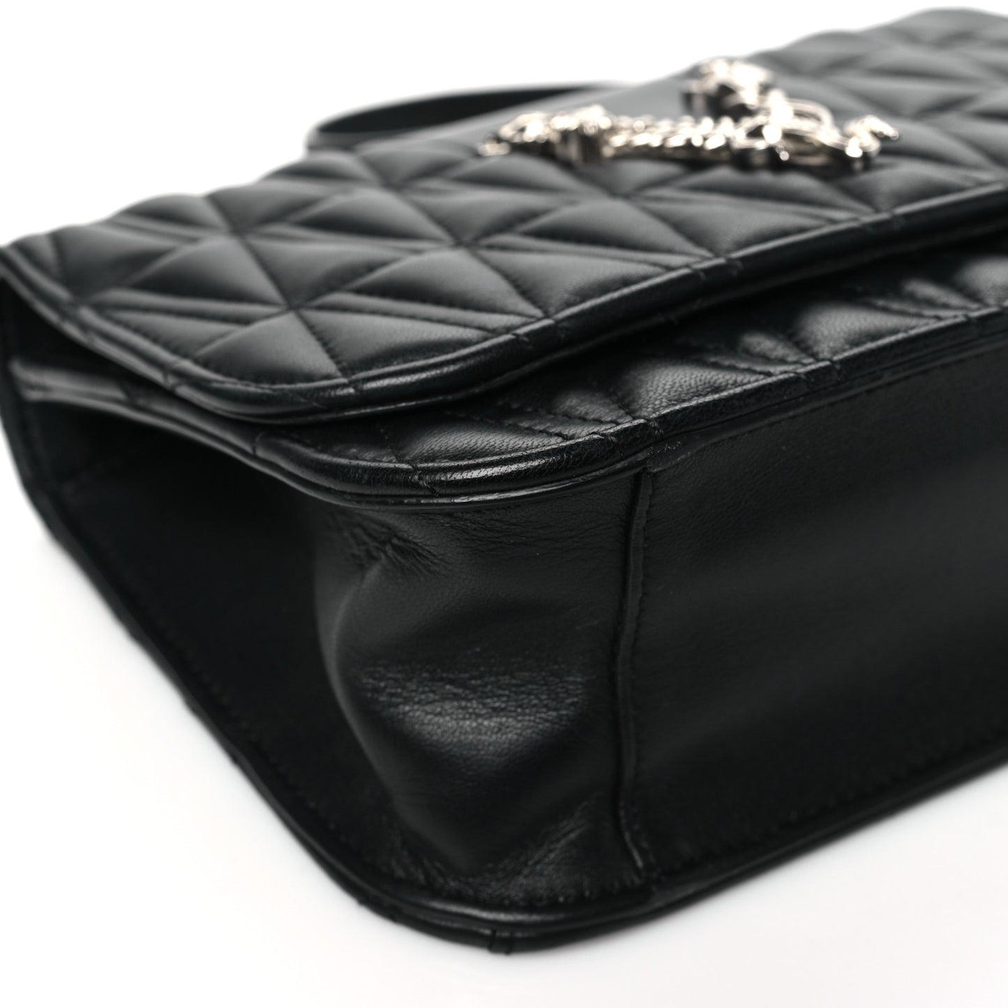 Nappa Quilted Virtus Top Handle Shoulder Bag Black