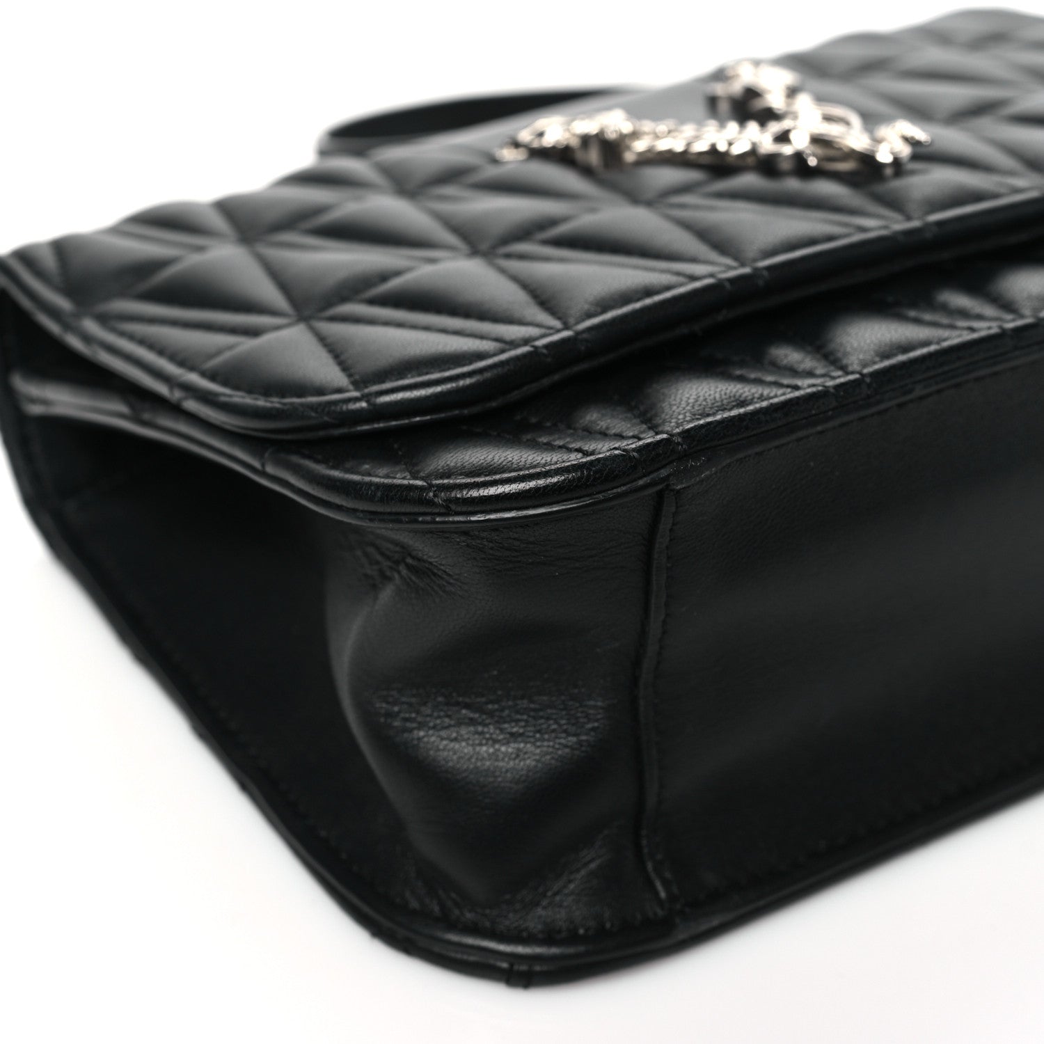 Versace Nappa Quilted Virtus Top Handle Shoulder Bag Black 8 of 10