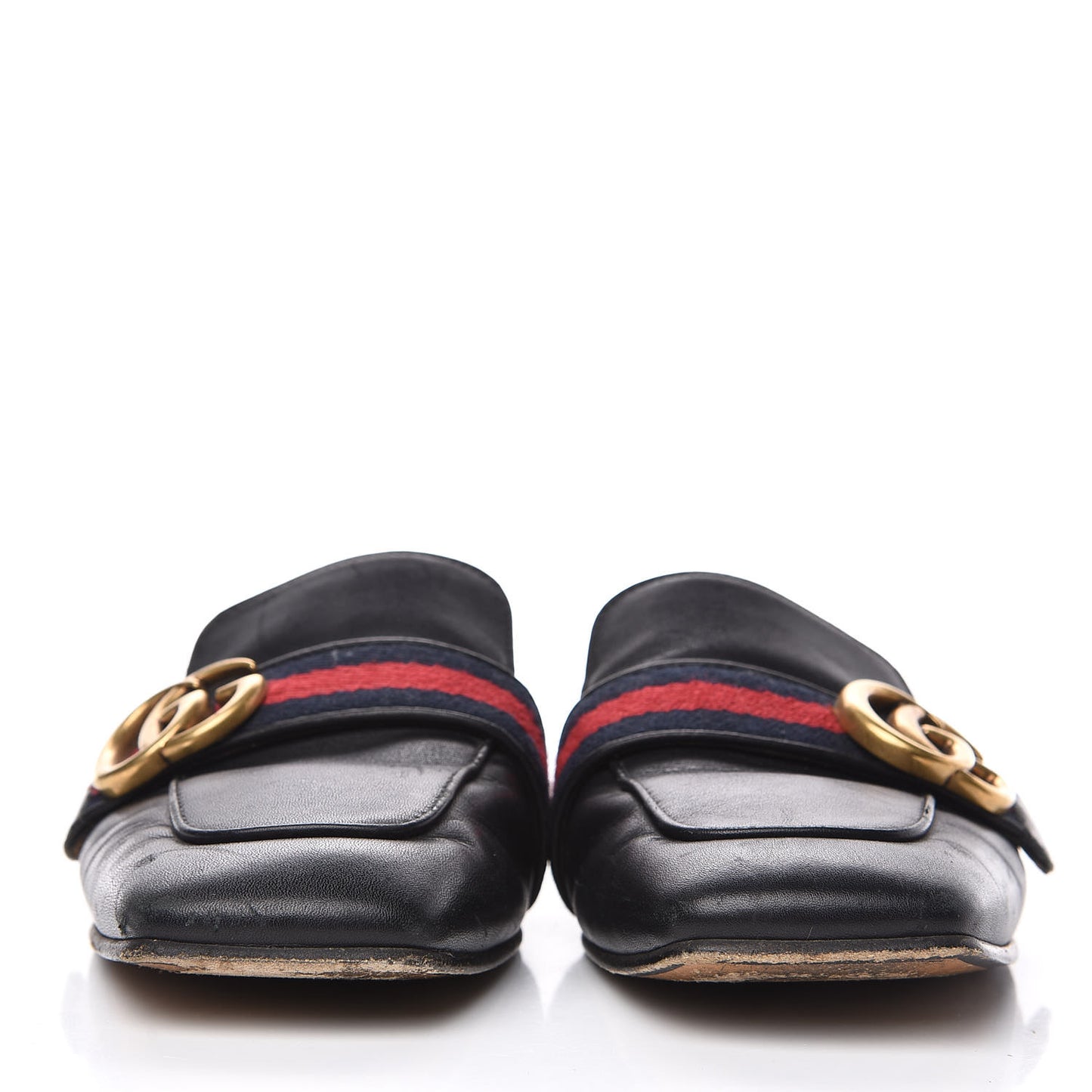 Calfskin Web Womens Peyton GG Slippers 36.5 Black