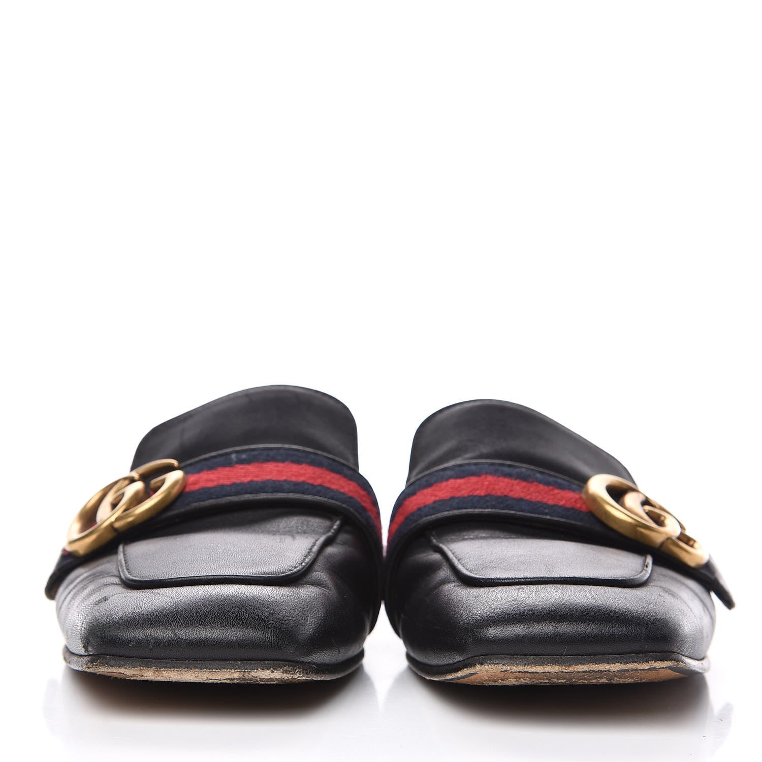 Gucci Calfskin Web Womens Peyton GG Slippers 36.5 Black 2 of 12