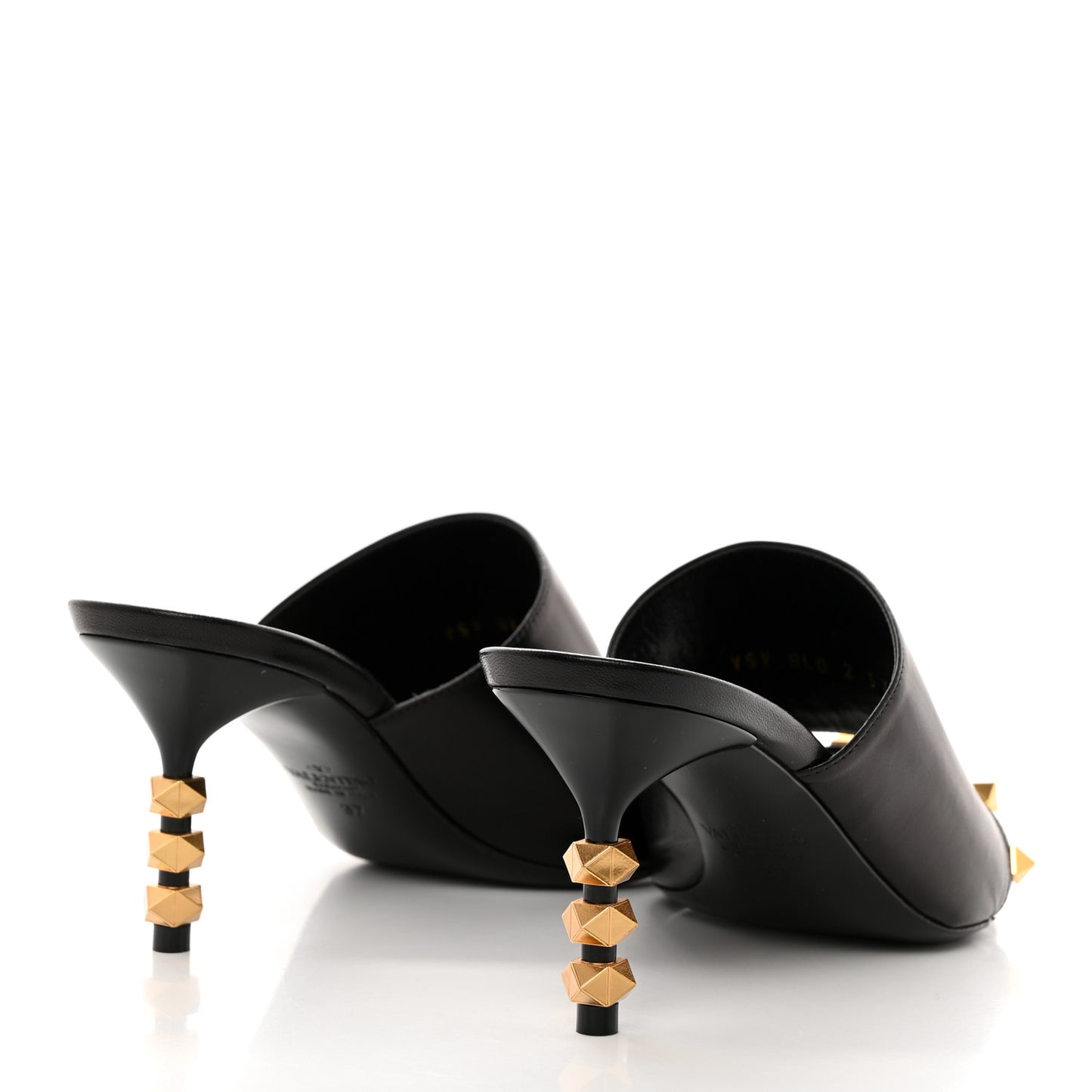 Nappa Rockstud Tower Heel Mules 37 Black