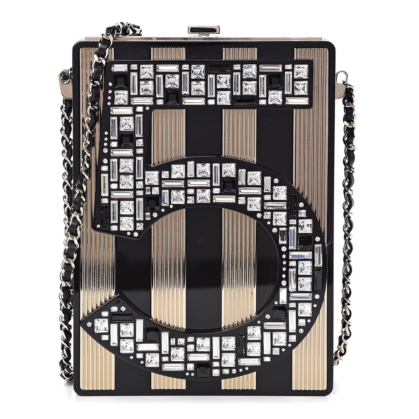 Plexiglass Strass N°5 Minaudiere Black Gold