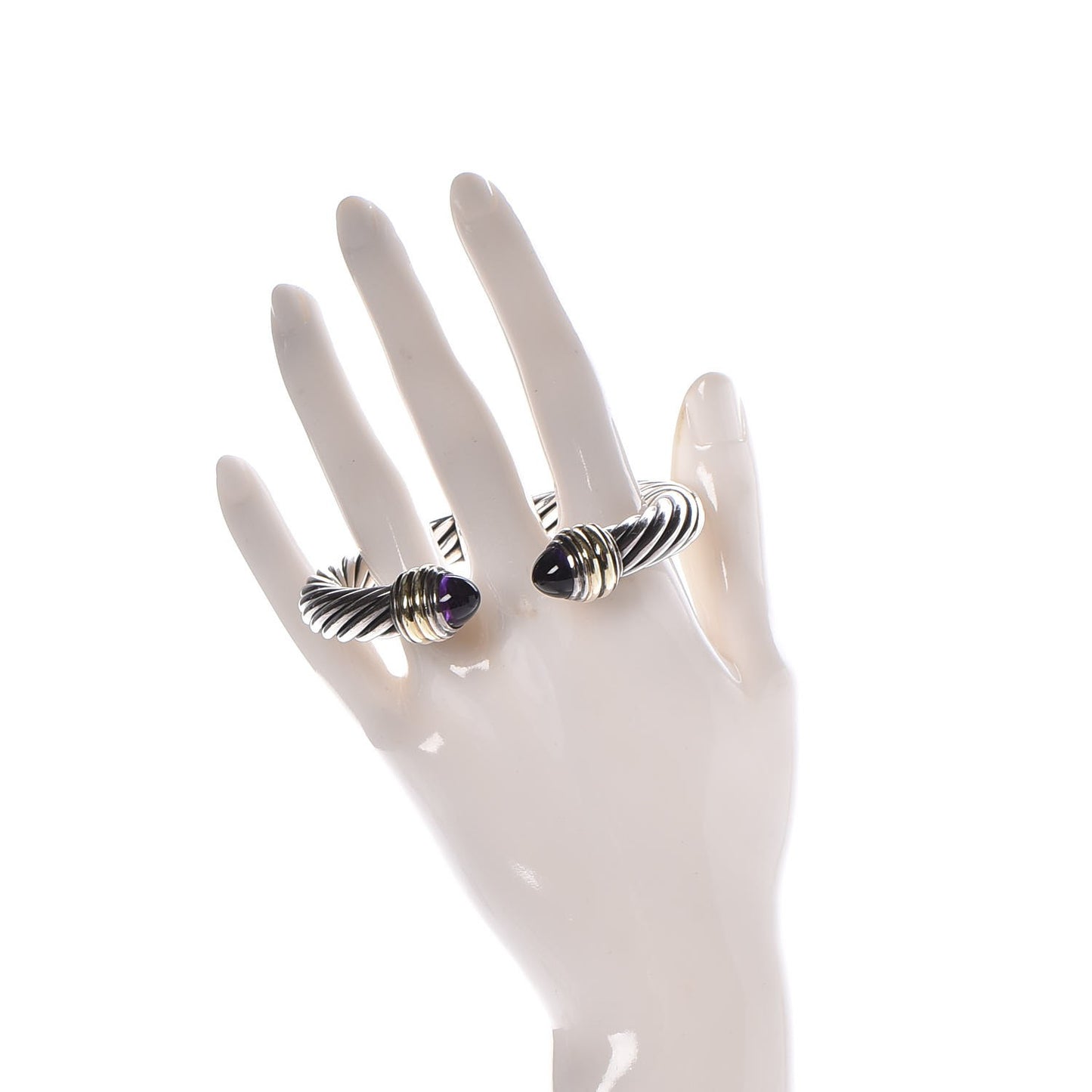 Sterling Silver 14K Gold Amethyst 10mm Cable Classics Bracelet