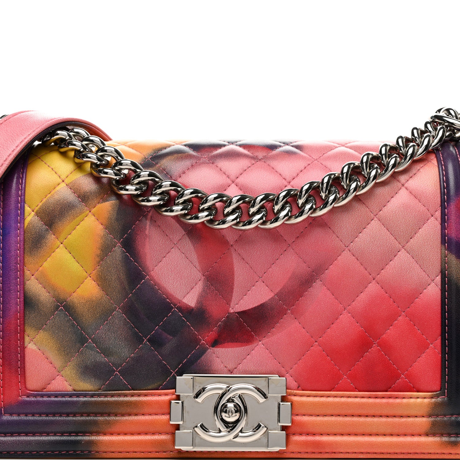 Chanel Printed Lambskin Quilted Medium Flower Power Boy Flap 7 of 10