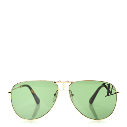 Louis Vuitton Metal Aviator Sunglasses Z1380U Gold Green 2 of 8