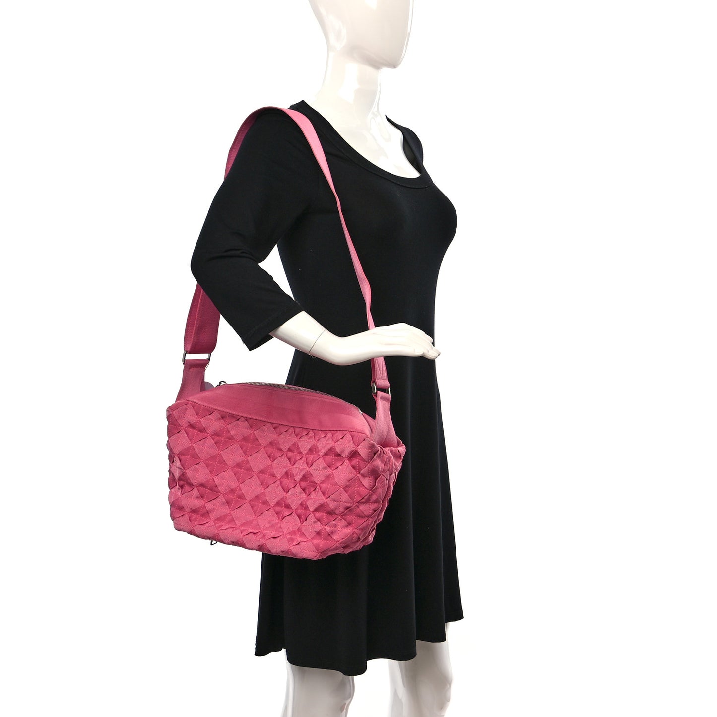 Canvas Maxi Intrecciato Webbing Cassette Crossbody Bag Pink
