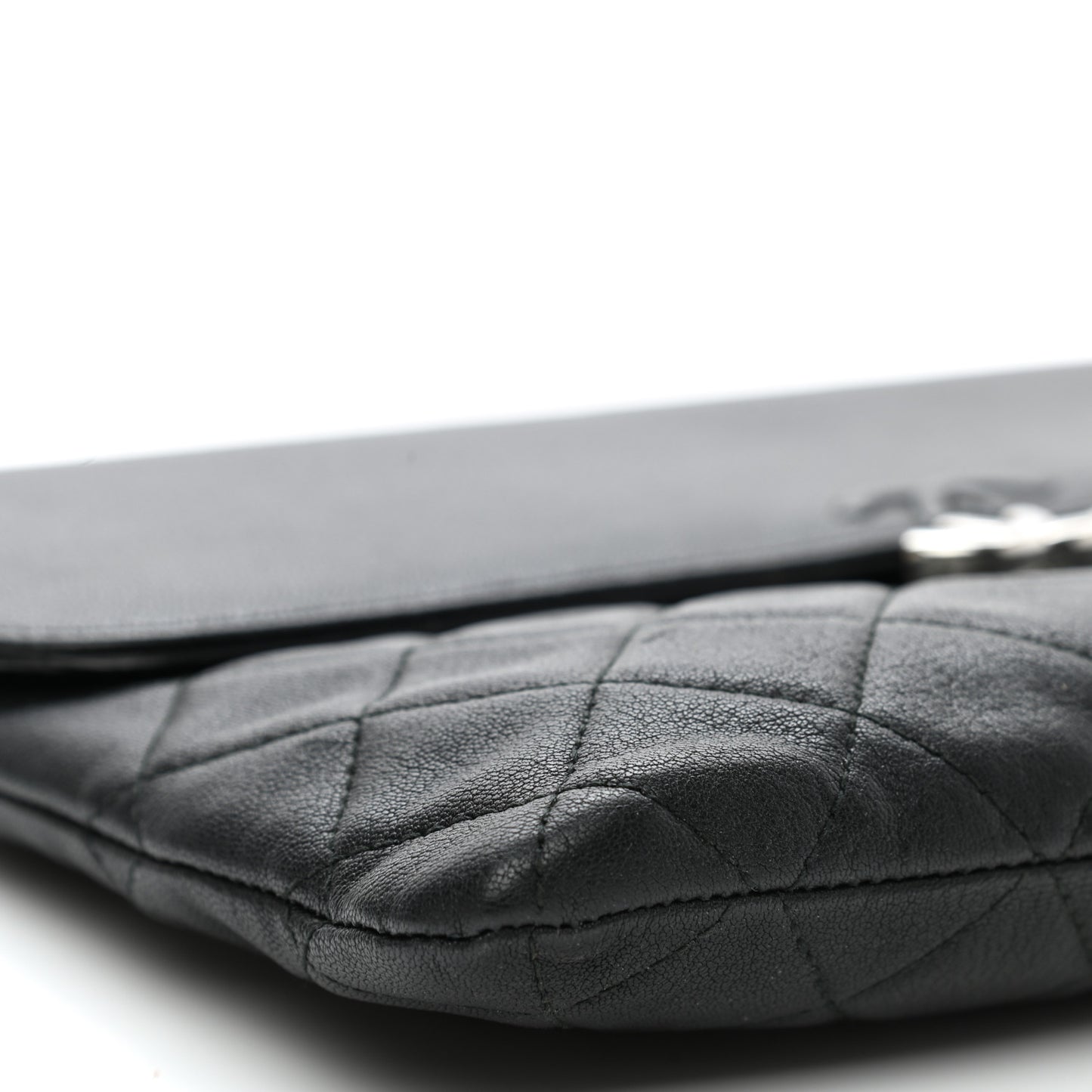 Goatskin Quilted CC Box Pouch Black