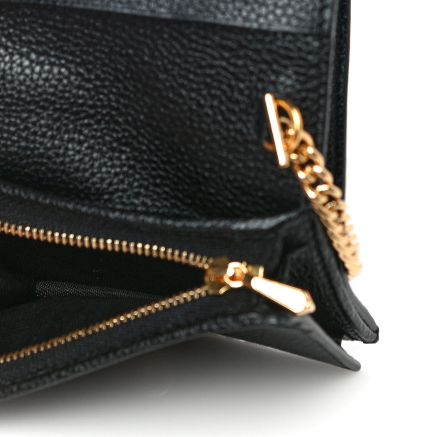 Gucci Grainy Calfskin Zumi Chain Card Case Wallet Black 4 of 8
